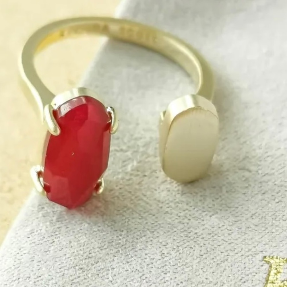 NEW KENDRA SCOTT OPEN PRYDE GOLD MAROON RING Adjustable